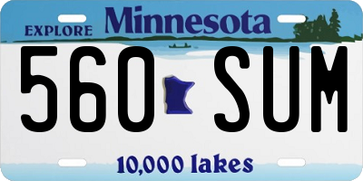 MN license plate 560SUM