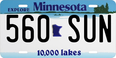MN license plate 560SUN