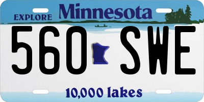 MN license plate 560SWE