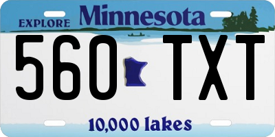 MN license plate 560TXT