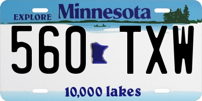 MN license plate 560TXW