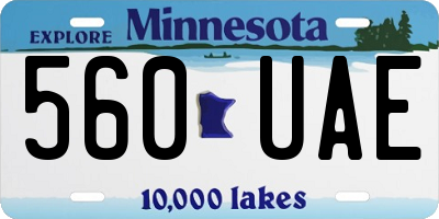 MN license plate 560UAE