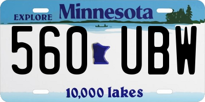 MN license plate 560UBW