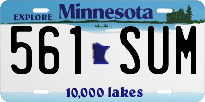 MN license plate 561SUM