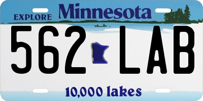 MN license plate 562LAB