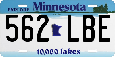 MN license plate 562LBE
