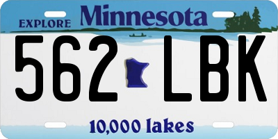 MN license plate 562LBK