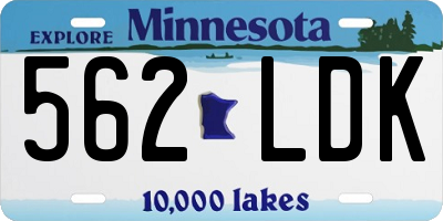 MN license plate 562LDK
