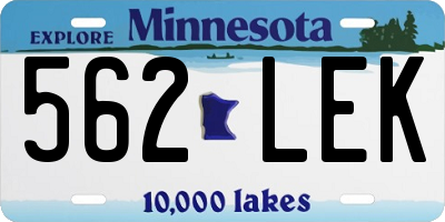 MN license plate 562LEK