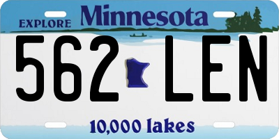 MN license plate 562LEN