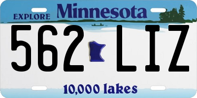 MN license plate 562LIZ