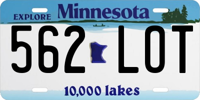 MN license plate 562LOT