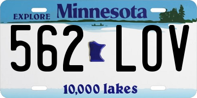 MN license plate 562LOV