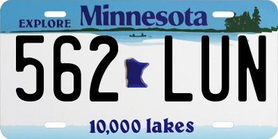 MN license plate 562LUN