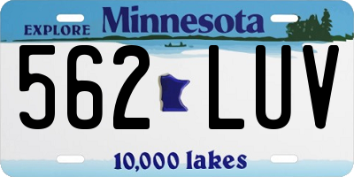 MN license plate 562LUV