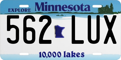 MN license plate 562LUX