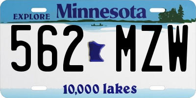 MN license plate 562MZW
