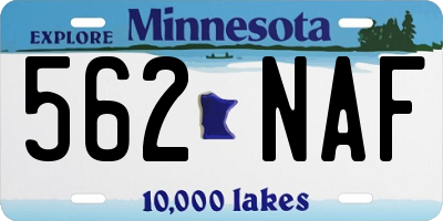 MN license plate 562NAF