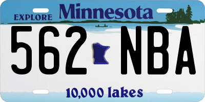MN license plate 562NBA