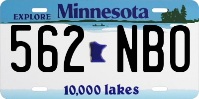 MN license plate 562NBO