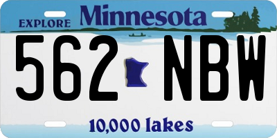 MN license plate 562NBW