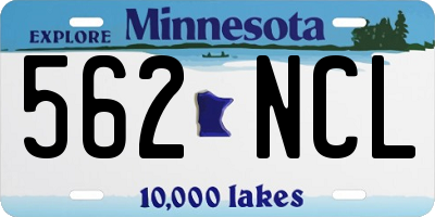 MN license plate 562NCL