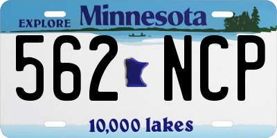 MN license plate 562NCP