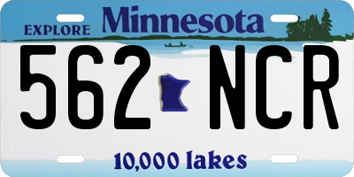 MN license plate 562NCR