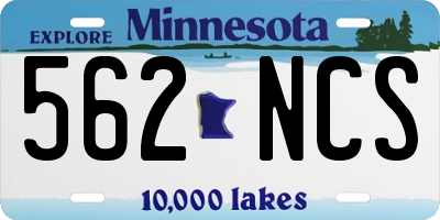 MN license plate 562NCS