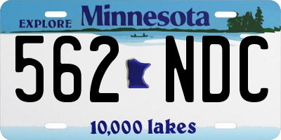 MN license plate 562NDC