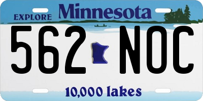 MN license plate 562NOC