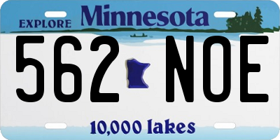 MN license plate 562NOE