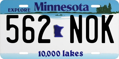 MN license plate 562NOK