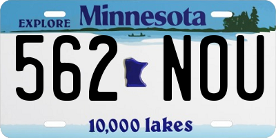 MN license plate 562NOU