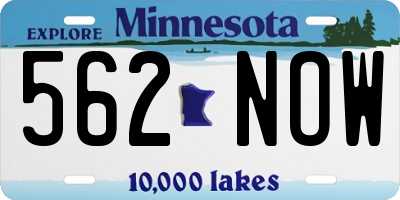 MN license plate 562NOW