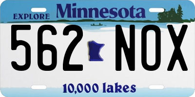 MN license plate 562NOX