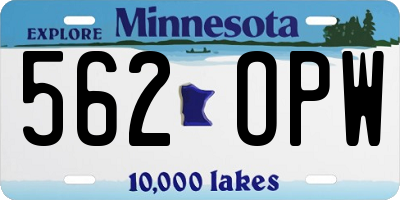 MN license plate 562OPW