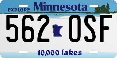 MN license plate 562OSF