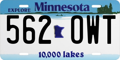 MN license plate 562OWT