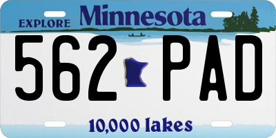 MN license plate 562PAD