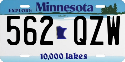 MN license plate 562QZW