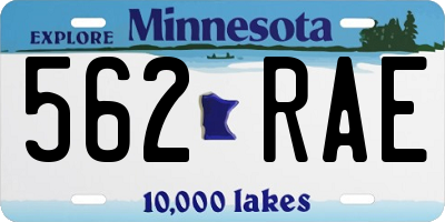 MN license plate 562RAE
