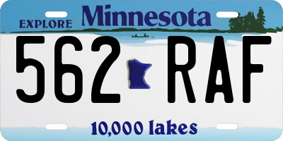 MN license plate 562RAF
