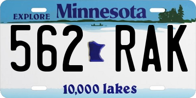 MN license plate 562RAK