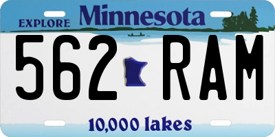 MN license plate 562RAM