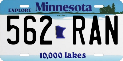 MN license plate 562RAN