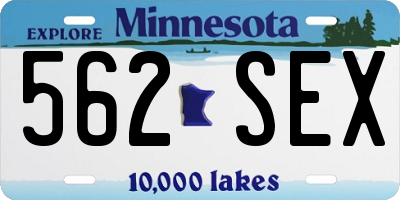 MN license plate 562SEX