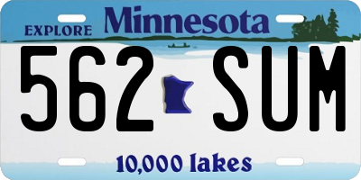 MN license plate 562SUM