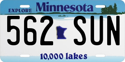 MN license plate 562SUN