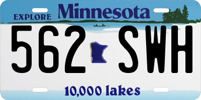 MN license plate 562SWH